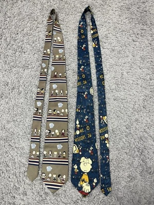 2 Peanuts Charlie Brown Snoopy Neckties Pacesetter United Feature Syndicate - Image 1 of 4