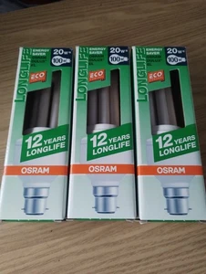 3 PACK OF OSRAM DULUX EL BC B22 ENERGY SAVING LIGHT BULBS 20W=100W BRAND NEW - Picture 1 of 2