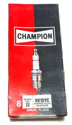 Set of 8 NOS Champion Spark Plugs # 12 (RV15YC) Made in USA - Image 1 of 2