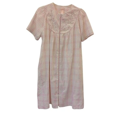 Abrigo Secret Treasures para mujer mediano rosa a cuadros manga corta cremallera #H-7 Foto 1 de 4