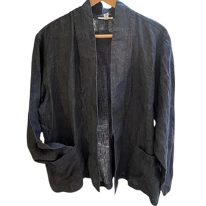 Eileen Fisher Organic Linen Kimono short Jacket w/ pockets | Sz XL, Gray NEW - Picture 1 of 11