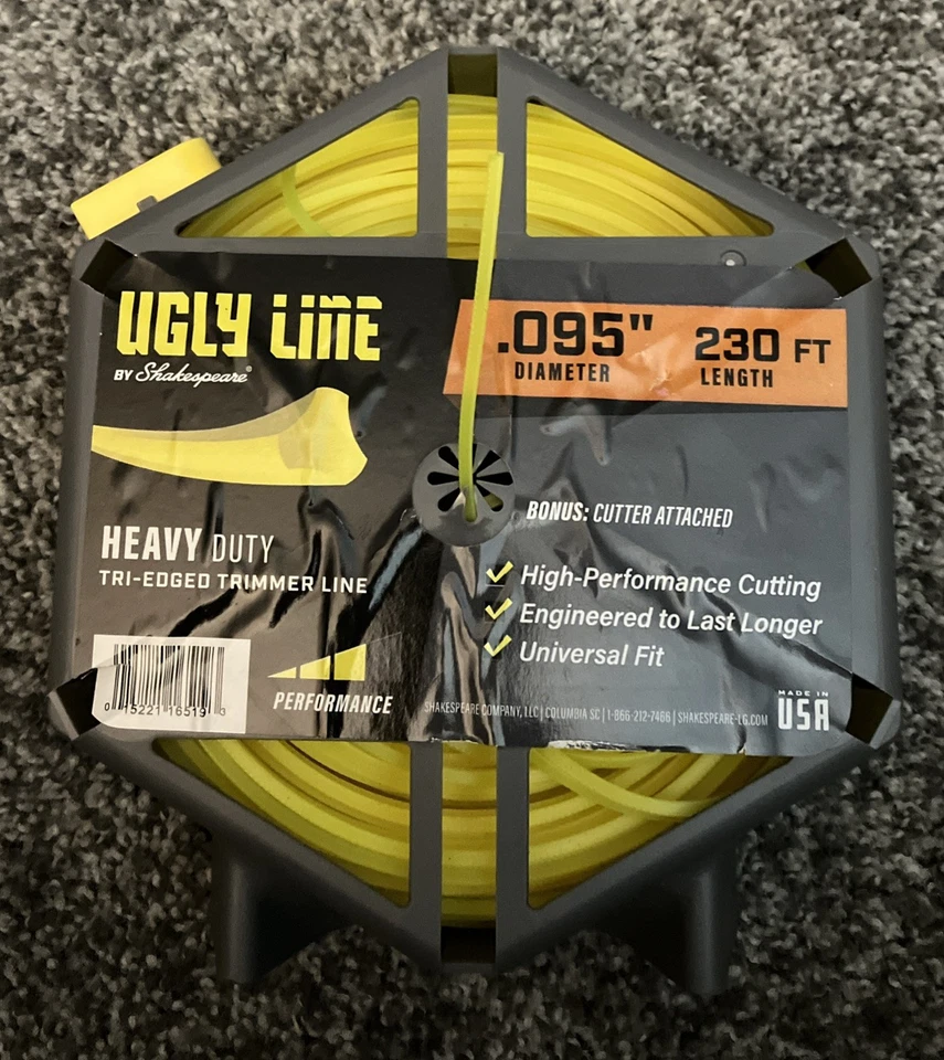 Ugly Line 230ft Spool 0.095" Heavy Duty Tri Edged Line ~ Bonus Cutter Attached ~ - Image 1 of 4