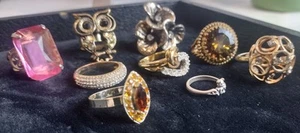 Vintage Ringe Konvolut 9 Eulen, Hufeisen usw. - Bild 1 von 5
