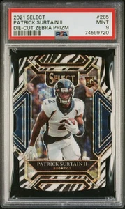 2021 Select Football Patrick Surtain #285 Rookie RC Die-Cut Zebra PSA 9 - Picture 1 of 2