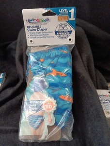 NEW Swim School Boys Reusable Diaper 10-18 Lbs 6 Months UPF 50 Resuable Blue - Picture 1 of 5