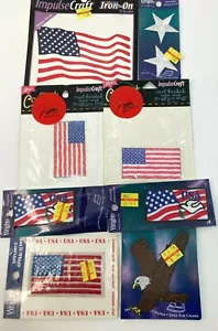 Lot of Patriotic Iron On Transfer and Applique Patches American Flag Eagle Stars - Picture 1 of 7