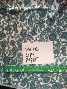 1.6 yd knit stretch fabric Cotton Printed Blue Swirls Flowers NOS White - Picture 1 of 3