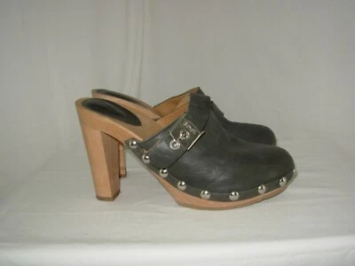 SCHOLL Sabots Mules Sandales P.36 Cuir et Bois - Photo 1/4