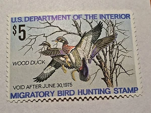 UNUSED MIGRATORY BIRD HUNTING CONSERVATION STAMP 1974 - Picture 1 of 2