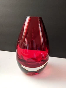 Vintage Murano? Stil mundgeblasene Cranberry rubinrot bis klar Kunstglas Knospenvase - Bild 1 von 9