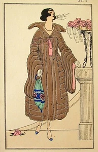 Lhuer Victor Pl. 1 manteau  pochoir Almanach de la Reine d'Angleterre 1921  - Picture 1 of 4