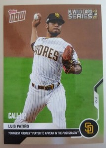 2020 Topps Now #360 LUIS PATINO RC Call Up Youngest Padres in Postseason PR:547