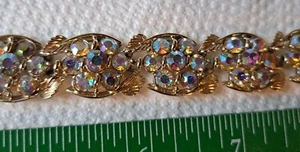 Vintage BSK Gold Tone Glass Aurora Borealis Rhinestones Stunning Bracelet 7" - Picture 1 of 3