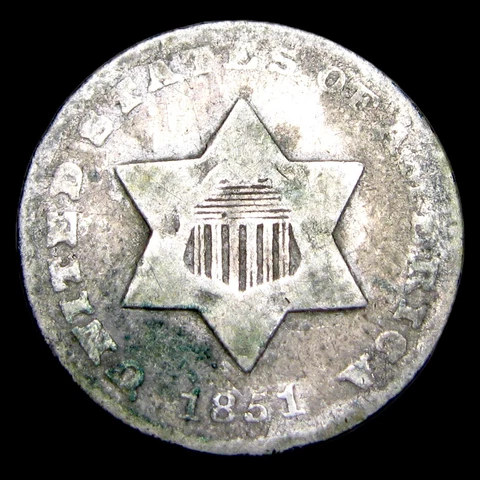 1851-O Silver Three Cent Piece ---- Nice Details Coin ---- #GG078 Cover