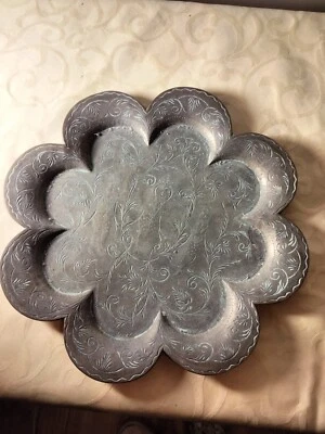 PLATEAU ART ISLAMIQUE INDO-PERSE QAJAR, TURC GRAVÉ MAIN CISELÉ. VIDE POCHE - Photo 1/4