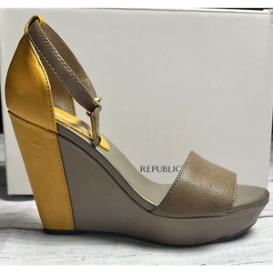 Banana Republic Vanessa Spring Summer Wedge Sandals Brown/Gold Size: 8 - Picture 1 of 10
