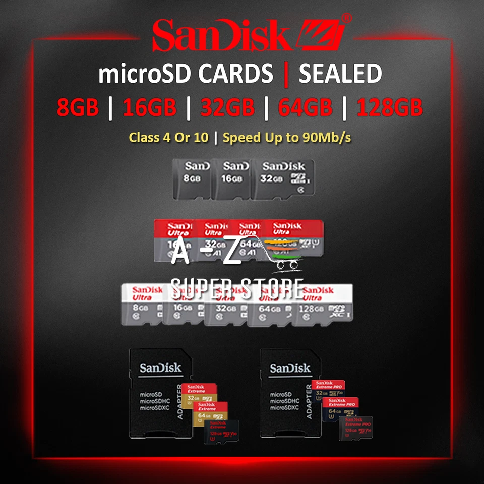 MICRO SD Card SanDisk Fast Memory Extreme Ultra Pro 16 32 64 128 256GB Drone Cam - Image 1 of 1