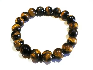 Hand Made Various Length 10MM Grade AAAAA Tiger Eye Stone Bracelet Men's Women's - Picture 1 of 1