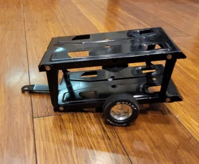 VINTAGE  NYILNT METAL Double Car Hauler SHORT & LOW FLAT BED TRAILER  - Image 1 of 4