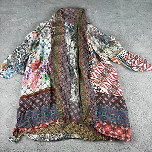 Johnny Was Kimono Women's XS Multicolor Printed Rayon Open Boho Summer Beach - Picture 1 of 9