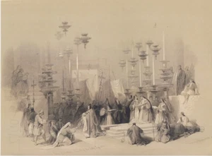 LIQUIDATION!! ROBERTS ANTIQUARIAN PRINT: STONE of UNCTION, HOLY SEPULCHRE CHURCH - Picture 1 of 4