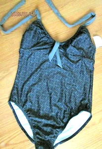 HH. GIZELLE 1PC SWIM SUIT SIZE M GRAY / BLACK NWT - Picture 1 of 2