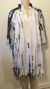 Soft Surroundings Dress or Coverup Black/White  Front Pintucks Tie Dye S EUC - Picture 1 of 4