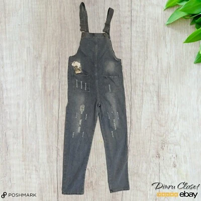 Macacão jeans Peacolate feminino desgastado grande júnior tamanho 13-14T novo com etiquetas - Imagem 1 de 4