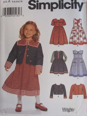 Sweet OOP SIMPLICITY 9846 Girls/Childs Dress or Jumper & Jackets PATTERN 3-8 UC - Image 1 of 3