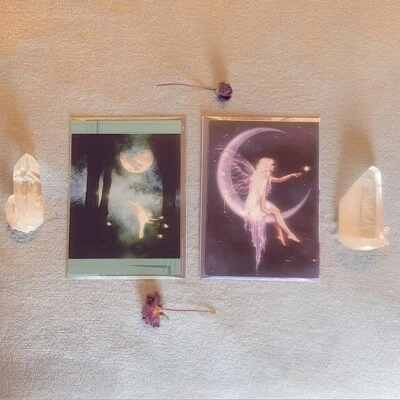 Juego de 2 tarjetas de hadas en blanco para cualquier ocasión tarjetas sostenibles Boho Fairycore Foto 1 de 4