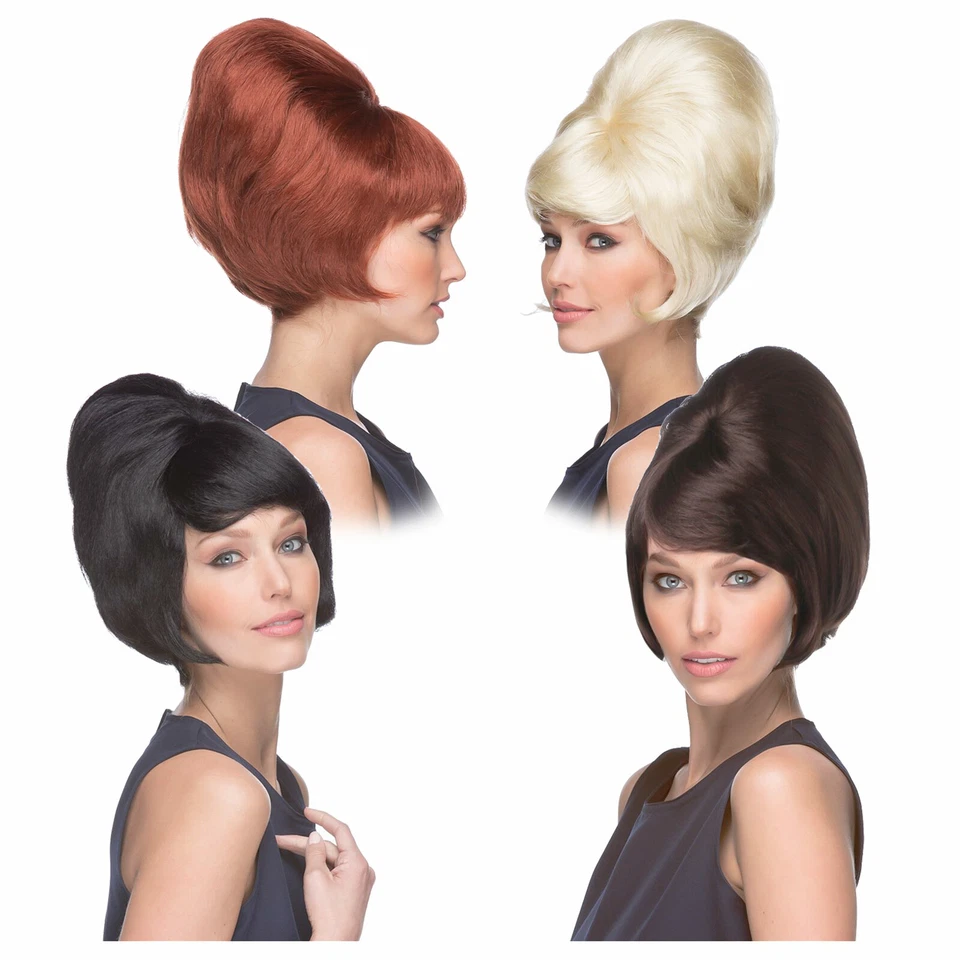 60年代蜂巢发胶戏剧服装假发成人金发黑色棕色红色 — 第 1/1 张图片