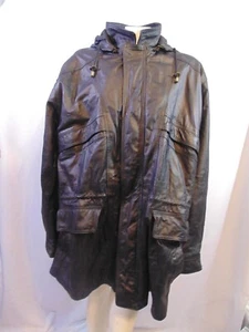 Franklin Allen Black Leather Faux Fur lined Jacket Size xxl full zip - Picture 1 of 12
