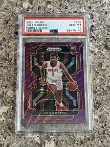 Jalen Green 2021-22 Panini Prizm Purple Wave Rookie RC #306 PSA 10 GEM MINT