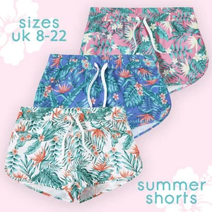 Damas Vacaciones Verano Pantalones Calientes Estampado Floral Pantalones Cortos con Bolsillos Tablero Playa NUEVOS - Imagen 1 de 14