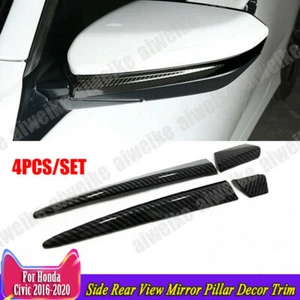 For Honda Civic 2016 - 2021 Carbon Fiber Side Rear View Mirror Pillar Decor Trim - Picture 1 of 6