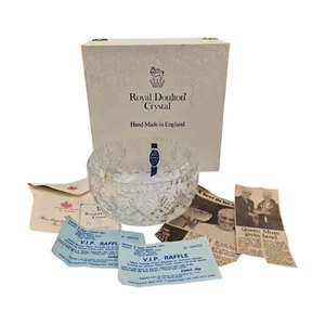 Royal Doulton 30% Lead Crystal Bowl – Boxed Gift from Queen Mother, 8" - Picture 1 of 18