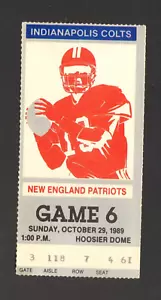 1990 INDIANAPOLIS COLTS v NEW ENGLAND PATRIOTS TICKET STUB HOOSIER DOME 10/29/89 - Picture 1 of 2