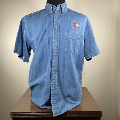 Harriton Shirt Mens Large Blue Denim Lavallette Yacht Club Logo Short Sleeve Top - Изображение 1 из 4