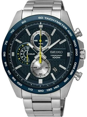 SEIKO SSB259P1, cronógrafo para hombre, caja y pulsera de acero inoxidable, fecha, 100 m WR, SSB259 Foto 1 de 2