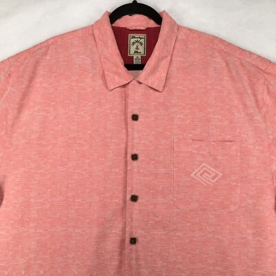 MONTEGO MON Men's Hawaiian Shirt Size 2XL XXL Embroidered 100% Silk Pink - Image 1 of 4