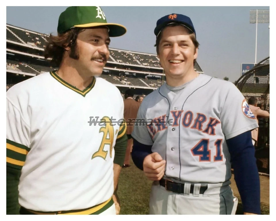 1973 World Series Oakland A's Catfish Hunter N.Y. Mets Tom Seaver 8 X 10 Photo  - Image 1 of 1