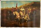 Hand Painted Oil Painting - Orientalist Group Of Arabs On Horseback 36" X 24"