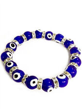 Evil Eye 10 Mm Dark Blue Crystal Lampwork & Glass Bracelet #2733