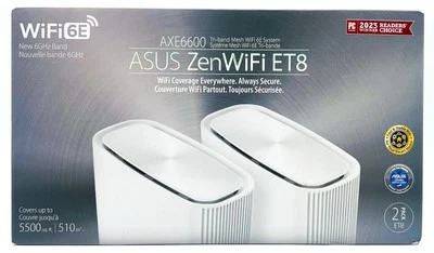 ASUS ZenWiFi AXE6600 Tri-Band Mesh Wi-Fi 6E System ET8 (White) - 2 Pack - Image 1 of 4