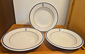 3 Buffalo China 01-02D US Navy Fouled Anchor Soup Bowls 8 7/8" EUC - Picture 1 of 17