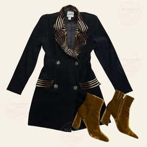 Joseph Ribkoff 4 Black Gold Zebra Stripe Romper | Long Sleeve, Vintage Blazer - Picture 1 of 5