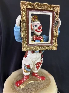 Ron Lee 1984 Clown w Picture Frame Figurine 6.75” 24kt Accent Heavy - Picture 1 of 8