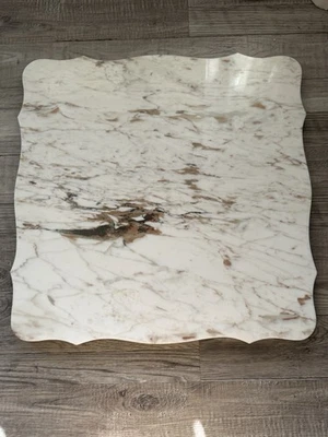 Italian marble tabletop, top only 24”x24” X 1” White W/Brown - Image 1 of 4