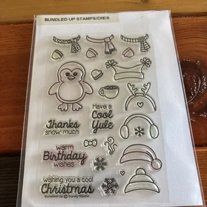 Sunny Studio Konvolut Stempel und Stanzformen Set. Pinguin Danke Weihnachtswünsche - Bild 1 von 10