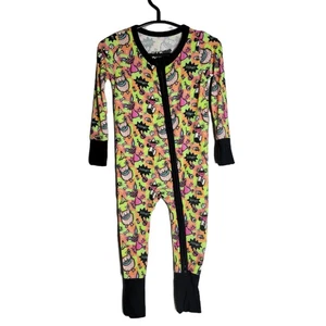 Rad Little Rebels Bamboo Ahhh Monsters Convertible Zip Romper 6-12m Pajamas - Picture 1 of 5